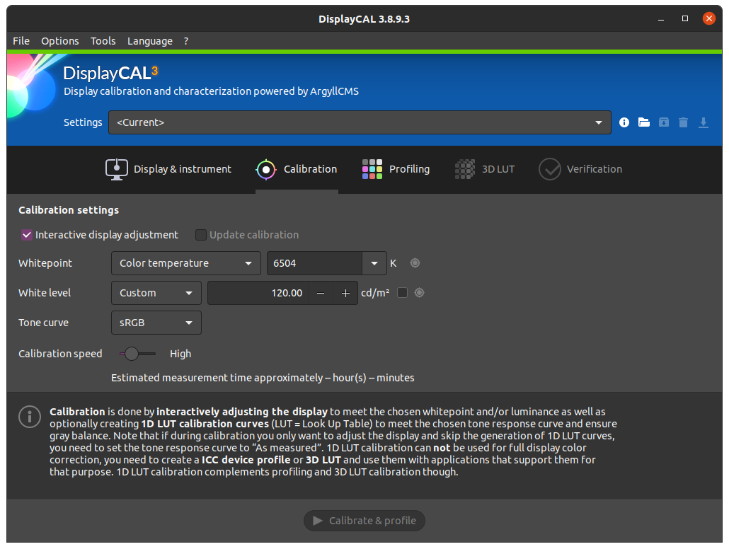 Screenshot of DisplayCAL